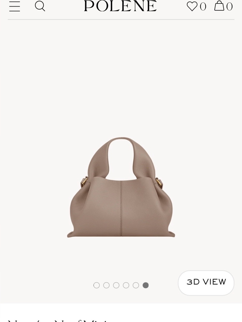 Polene Nauf Mini Taupe Graine Leather Bag